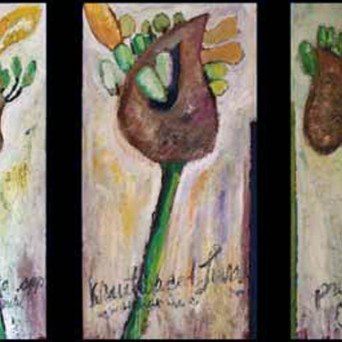"The Air Flowered Safron No. 1, 2, & 3" Available Oil and Mixed Media on Composition Board in Four Parts - 72" X 48"